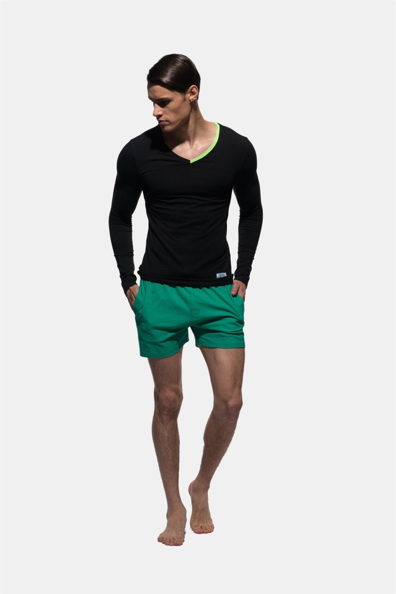 Fitted V Neck Long Sleeve Tee - | Private Structure - | MAD Lifestyle