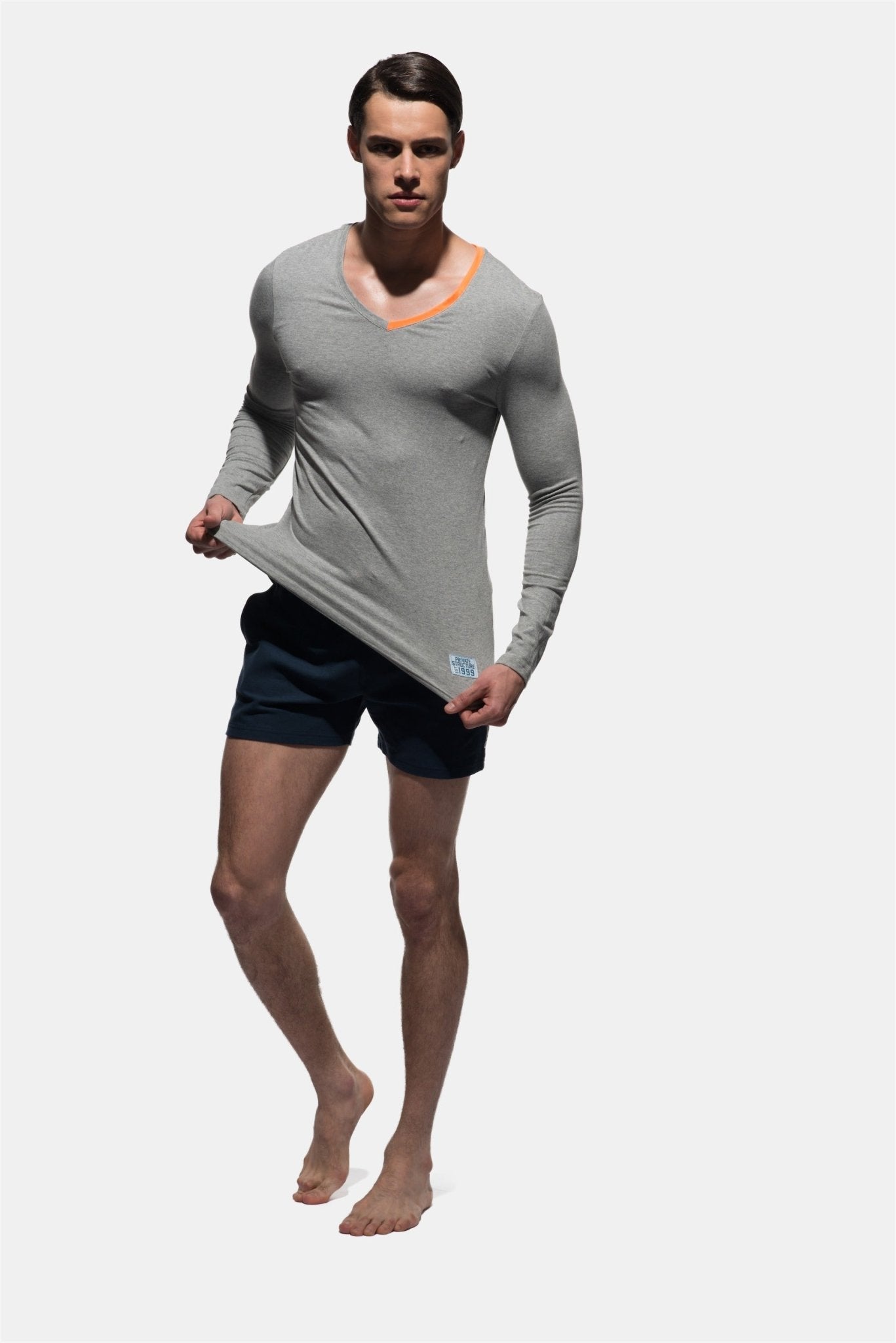 Fitted V Neck Long Sleeve Tee - | Private Structure - | MAD Lifestyle