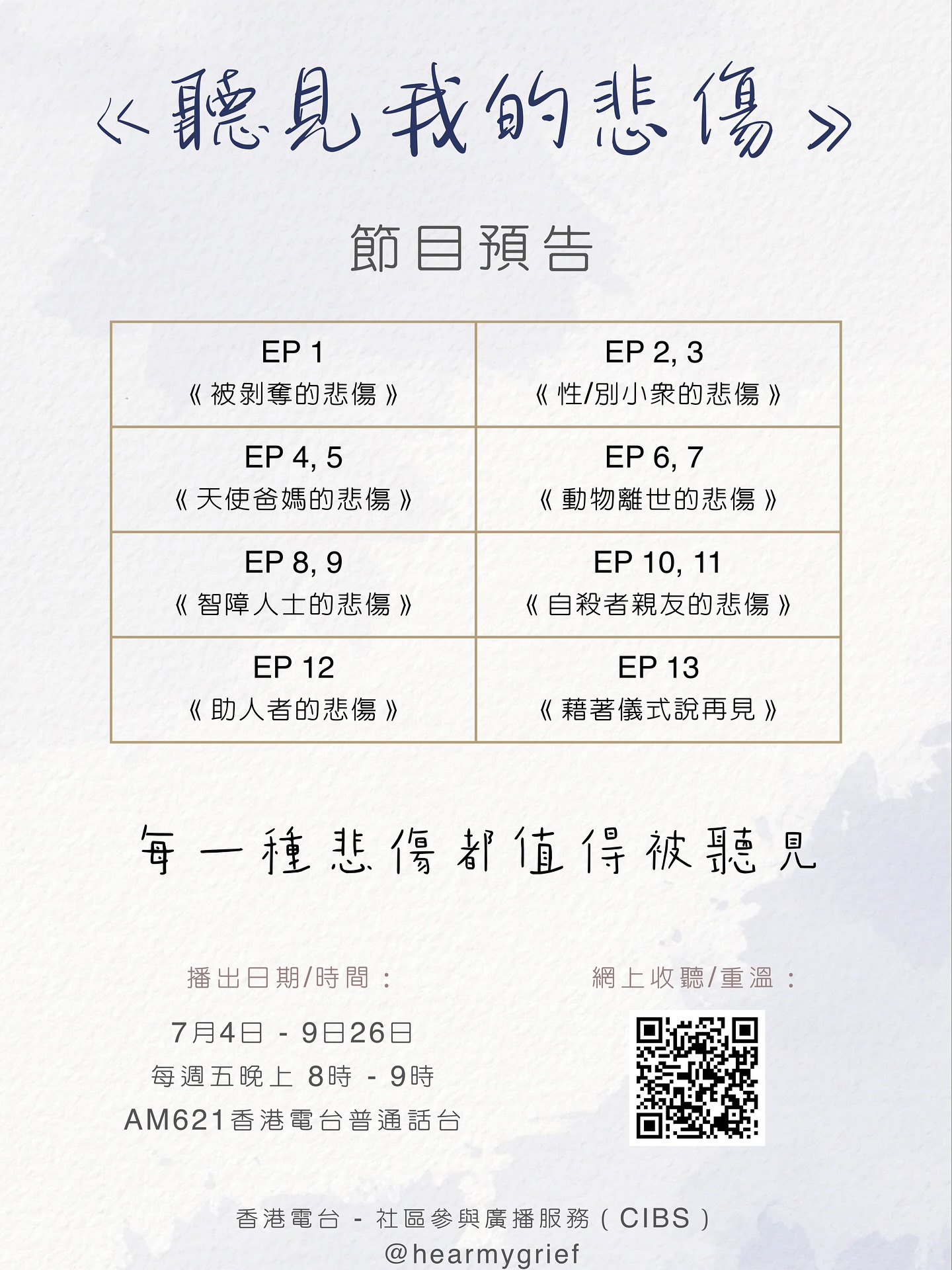 聽見我的悲傷 節目各集內容