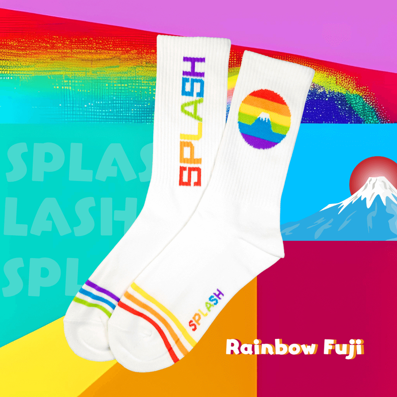 SPLASH 原襪系列白色運動襪  - 彩虹富士 Rainbow Fuji