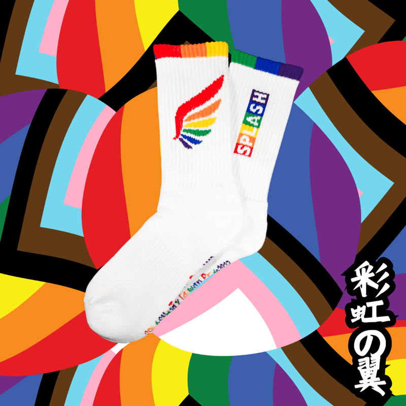 SPLASH 原襪系列白色運動襪 - 台灣彩虹之翼