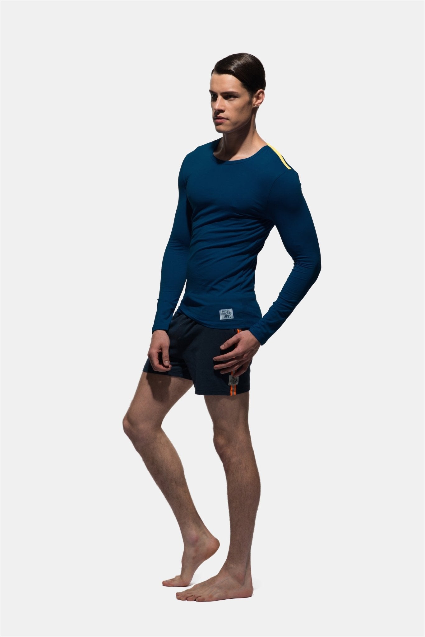 Fitted C Neck Long Sleeve Tee - | Private Structure - | MAD Lifestyle