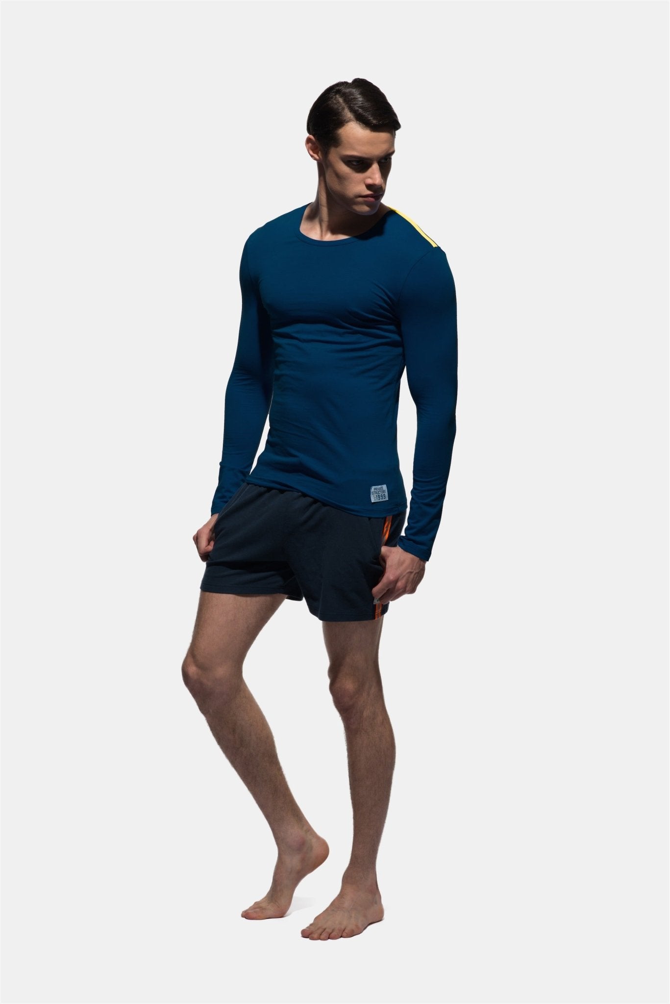 Fitted C Neck Long Sleeve Tee - | Private Structure - | MAD Lifestyle