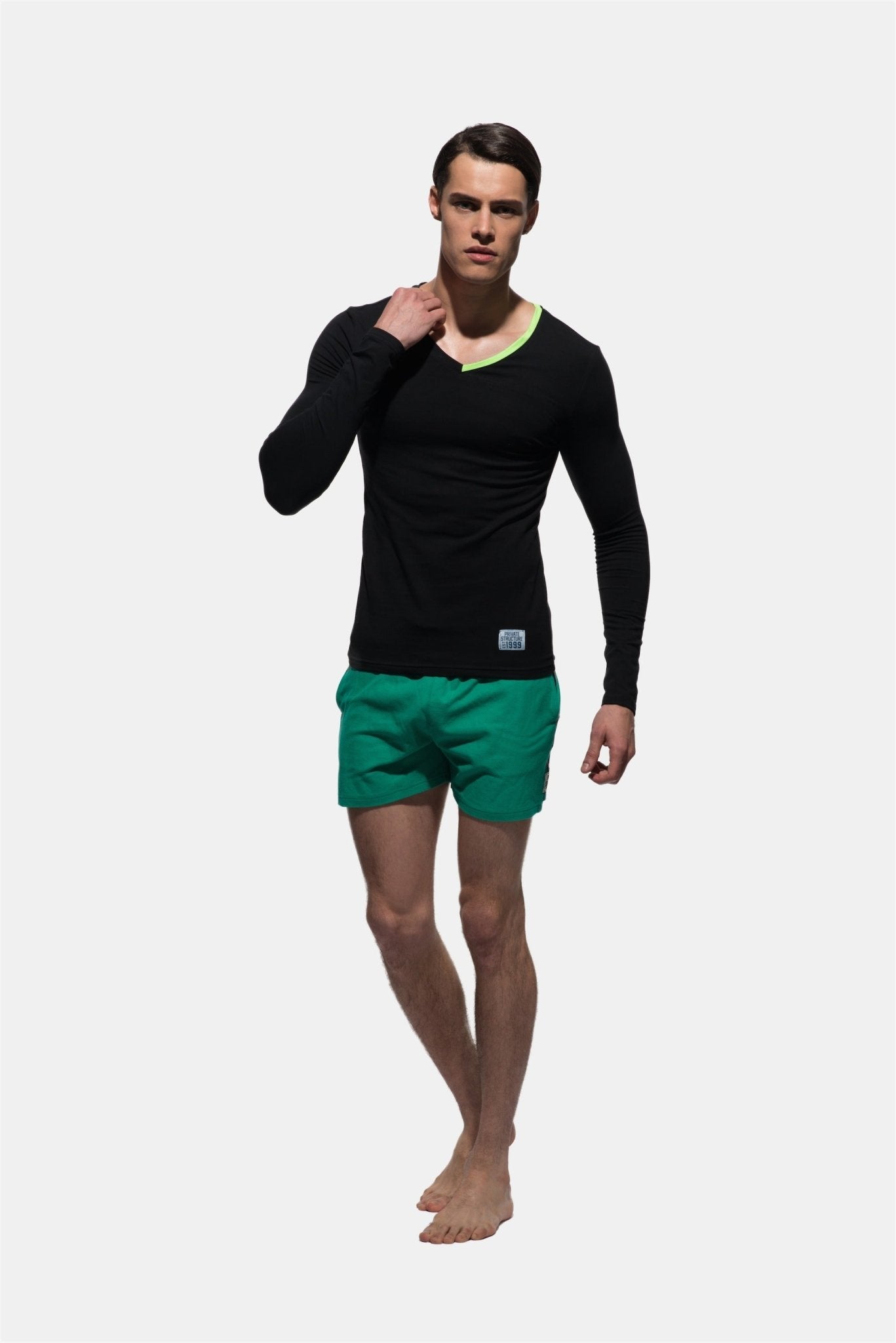 Fitted V Neck Long Sleeve Tee - | Private Structure - | MAD Lifestyle
