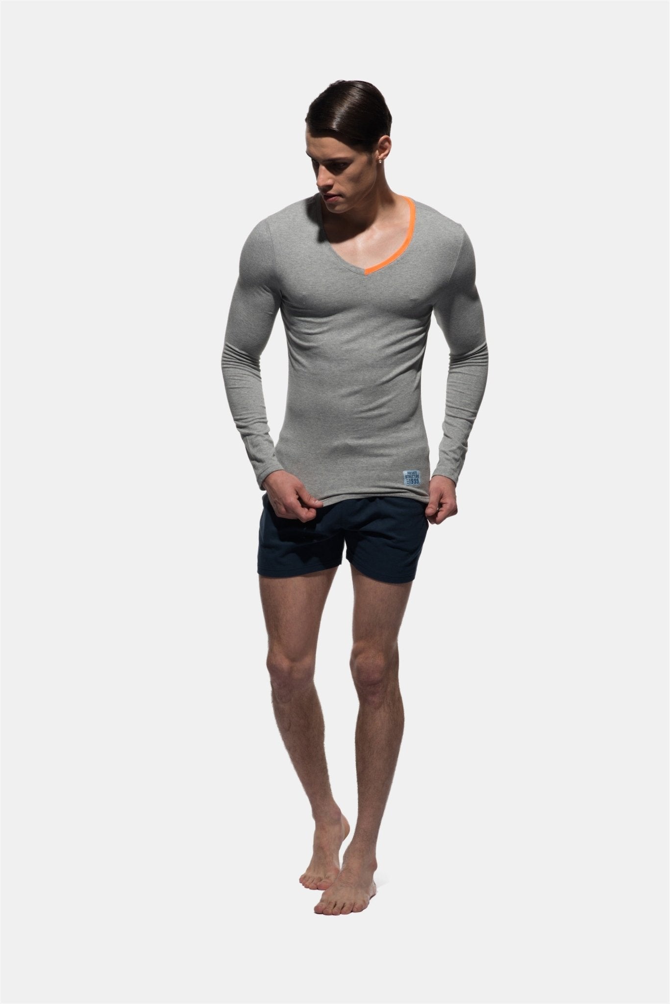 Fitted V Neck Long Sleeve Tee - | Private Structure - | MAD Lifestyle