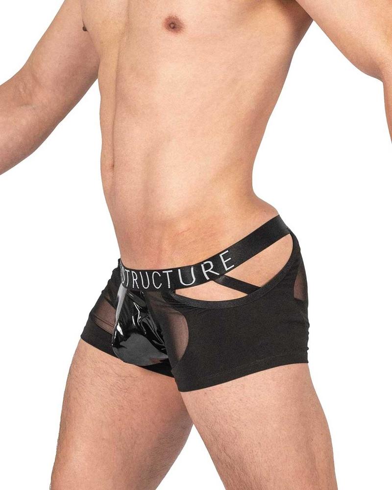 Alpha Low Waist Mesh Back Jockstrap Trunk - Shades of Black